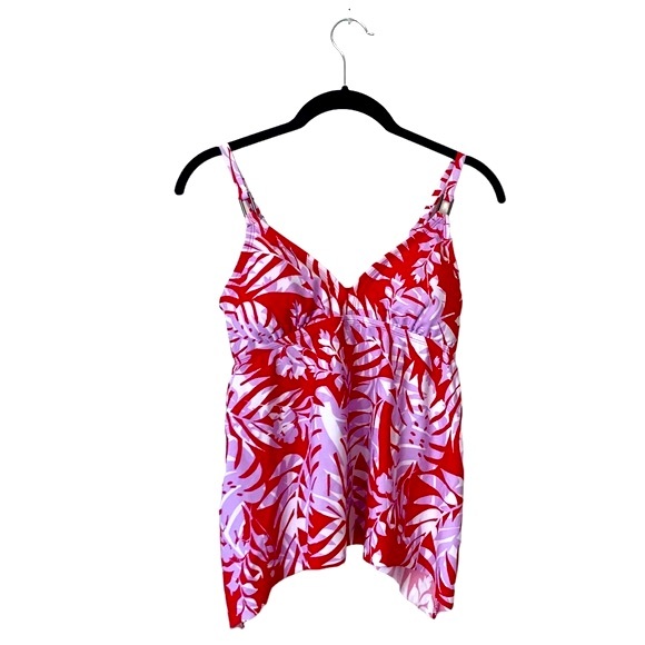NWOT Tankini Swim Top with Tropical Leaf Print - Picture 2 of 7